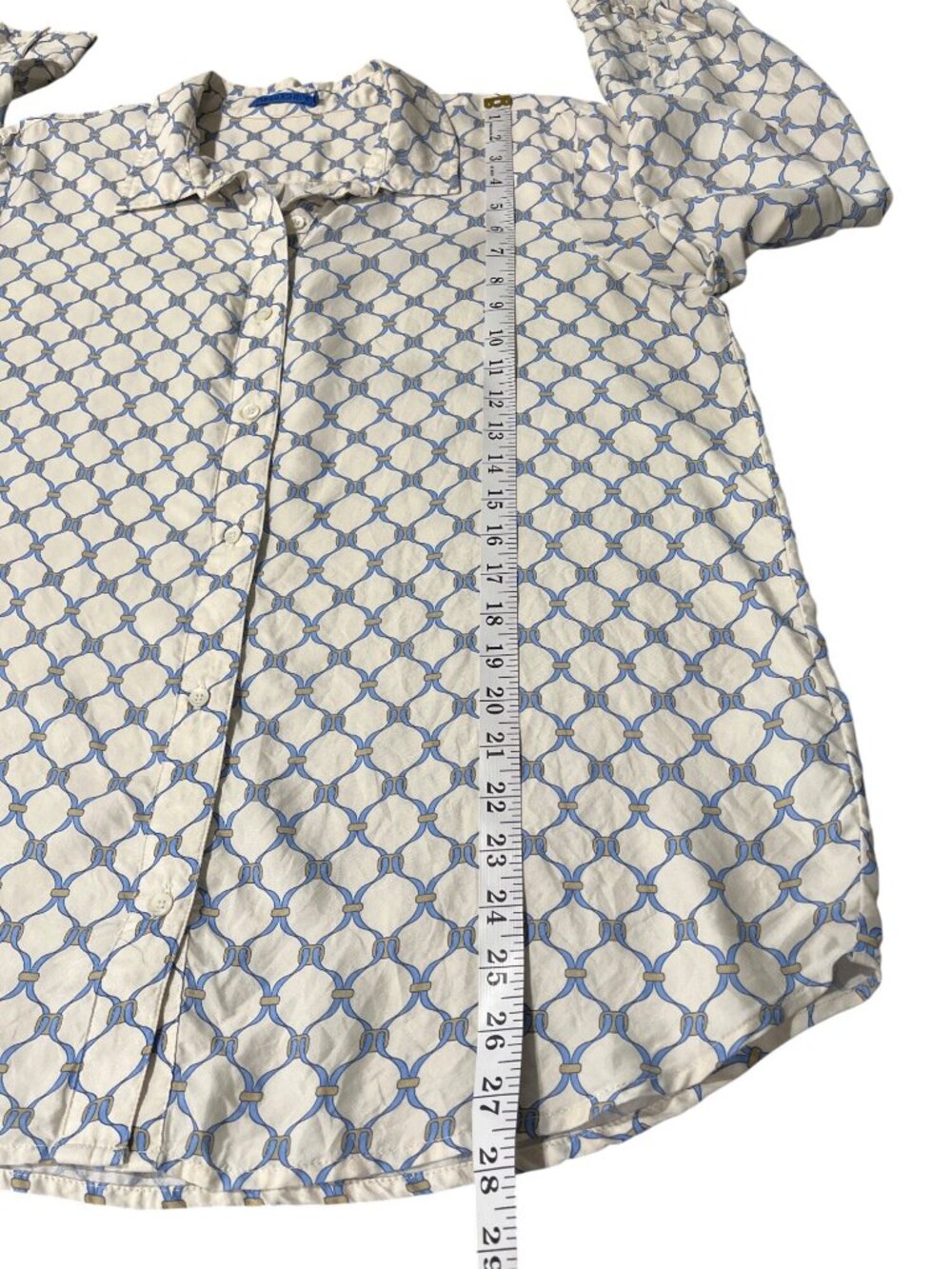 J. Mclaughlin Women Size XL Shirt Button-Up Silk-Blend Top Geometric Long Sleeve - Picture 7 of 9